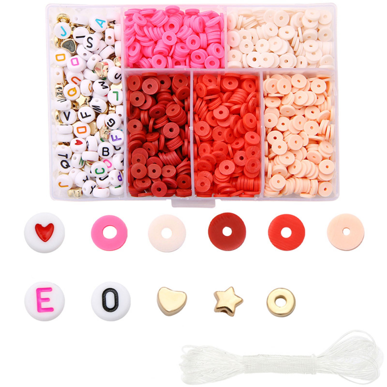 1160PCs Polymer Clay Beads Set For Bracelet DIY Flat Round Arylic Letter Beads Spacer Beads DIY Jewelry Making Bracelet Necklace: 5