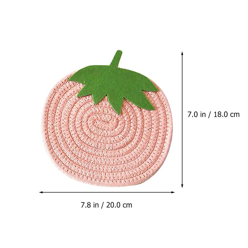 1pc Strawberry Shape Cup Bowl Mat Heat-resistant Place Mat Woven Cotton Coaster