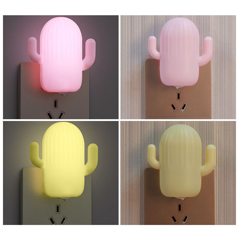 Mini Cactus Led Night Light Eu Plug Ster Licht Sensor Controle Kinderen Speelgoed Slaapkamer Bedlampje Met Baby Sleep Toy voor Kinderen