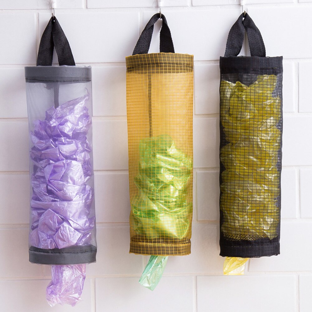 Home Grocery Bag Holder Wall Mount Plastic Bag Dispenser Hanging Storage Trash Garbage Bag For Household Kitchen Supplies