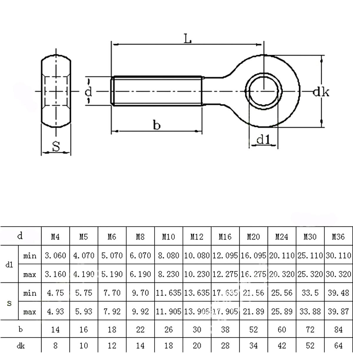 Anti-corrosion M5 M6 M8 304 Stainless Steel Ring Link Bolt Fisheye Eye Slip Hole Screw