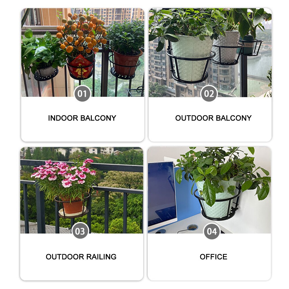 2Pcs Decorative Railing Planters Detachable Hanging Planters Metal Balcony Planters