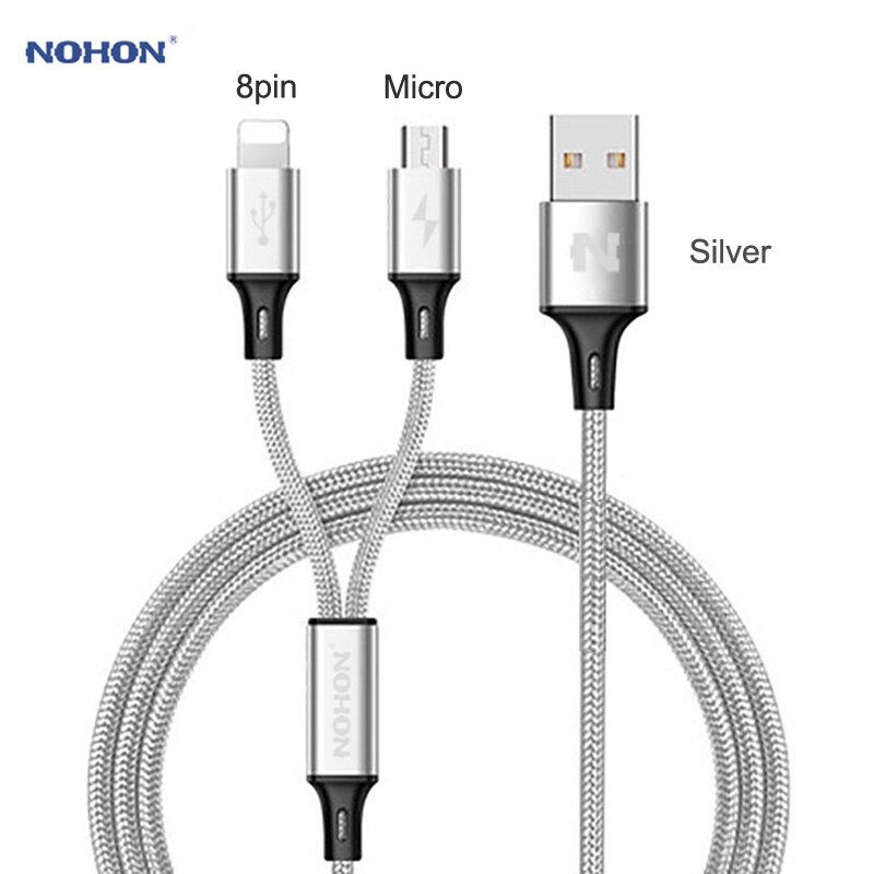 NOHON 3 in 1 Cavo USB 2 in 1 Tipo C 8spillo micro Cavo del Caricatore del USB per il iPhone 8 7 6 6S più iOS 10 9 8 USB-C androide Del Telefono Cavi