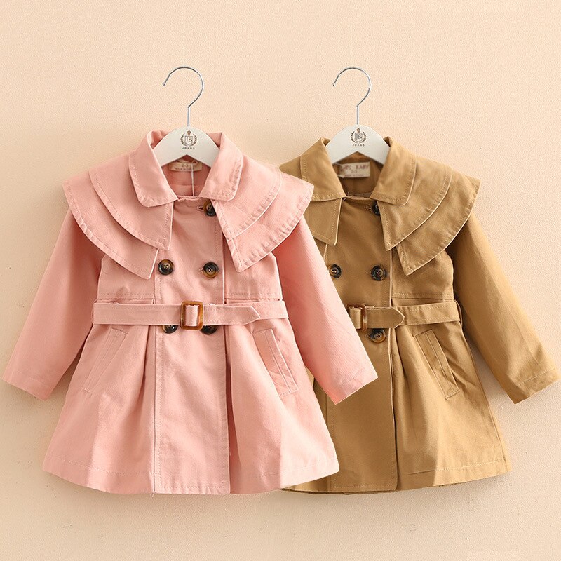 Children's spring and autumn windbreaker jacket children's solid color double-breasted cotton was thin windbreaker jacket