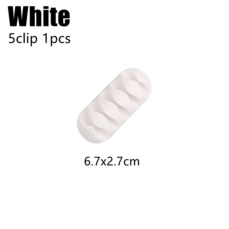 Cable Management Cord Organizer Kit Self Adhesive Cable Clips Cord Desk Wire Ties Fixer for TV PC Computer Headphone Line Holder: 1pcs White (5 clip)