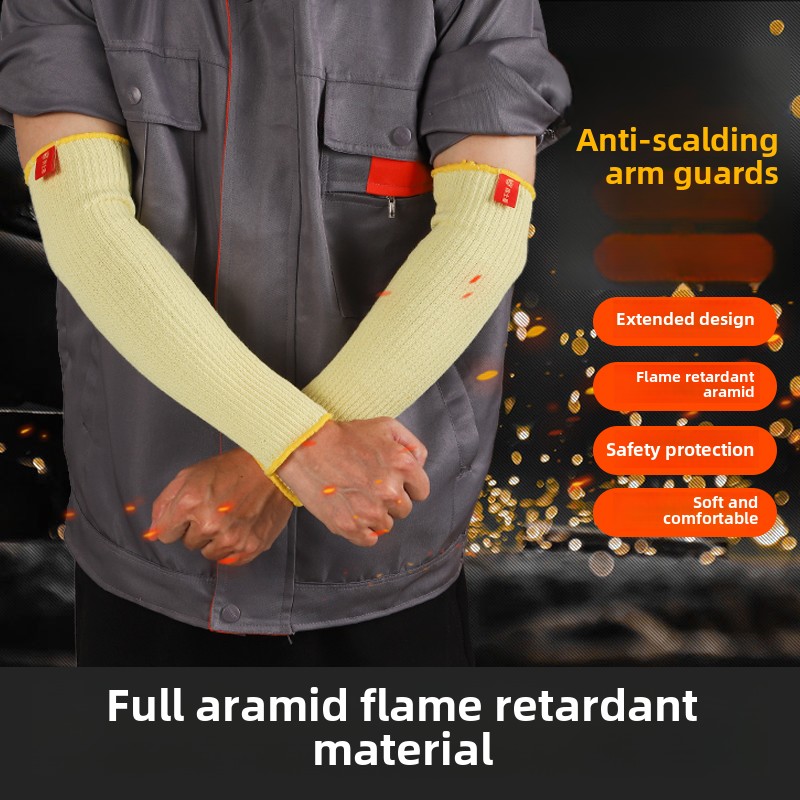 Kevlar aramid high temperature resistant, anti-scalding and anti-cutting, wear-resistant, non-slip wrist guard gloves: black