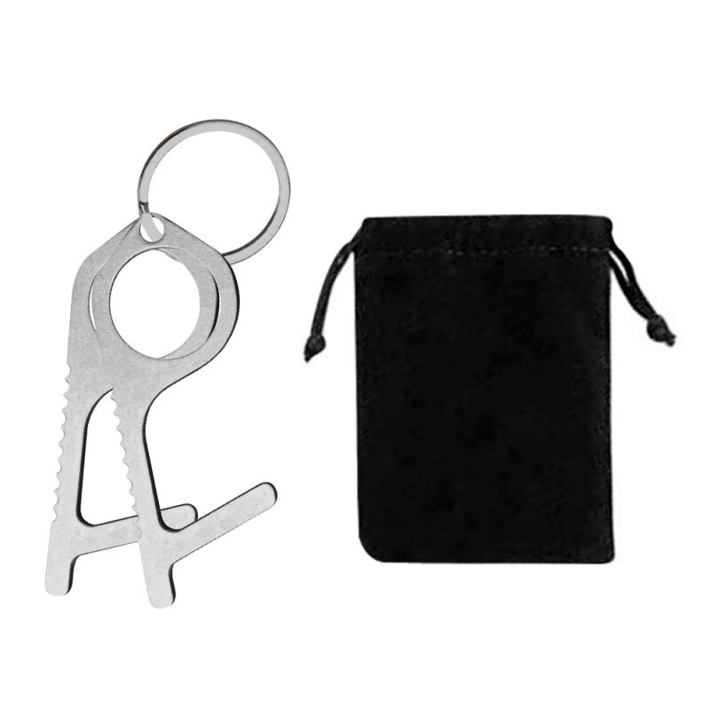 Convenient Portable Alloy Press Elevator Tool Hygiene Hand Brass EDC Door Opener No-Touch Open Door Tool Handle Key Ring 3: Y4