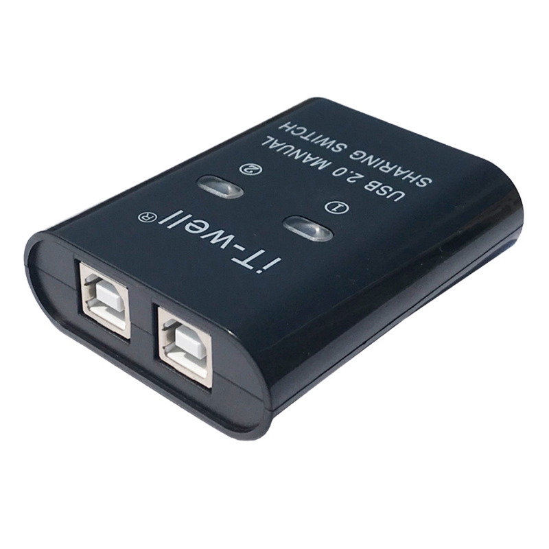 Usb Printer Delen Apparaat 2 In 1 Out Printer Sharing Switch 2-Port Manual Kvm Switching Splitter Hub Converter: Black