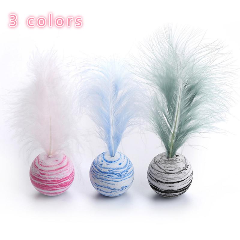 3 couleurs chat jouet étoile balle Plus plume EVA matériel mousse légère balle lancer drôle interactif en peluche jouet bâton plume fournitures: 3 colors