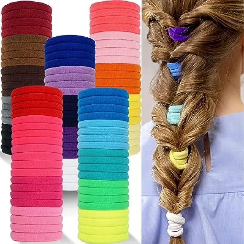 100/500pcs Colorful Nylon Elastic Hair Bands for Women Nylon Scrunchie TiesRubber Band Elastic Hair Band Girl Hair Accessories