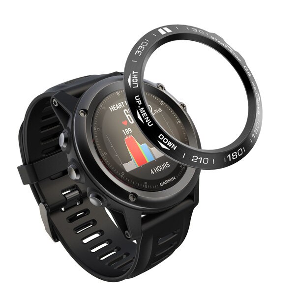 Correa protectora para reloj deportivo inteligente Garmin Fenix 3/3 HR, accesorios de repuesto, anillo de bisel circular de Metal de acero inoxidable: Black white