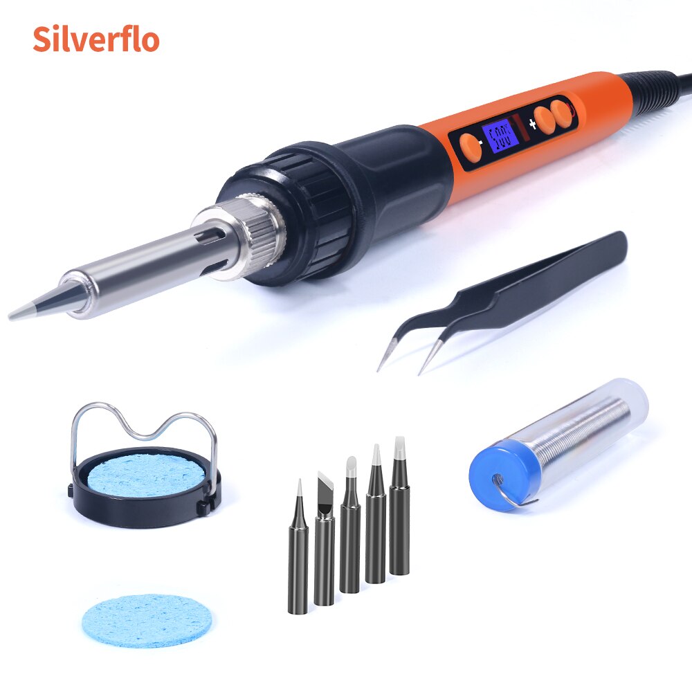 Silverflo Electric soldering iron Kit Set 100W LCD Digital Display Adjustable Temperature Soldering Iron 220V/110V Welding Tools: set3 / EU