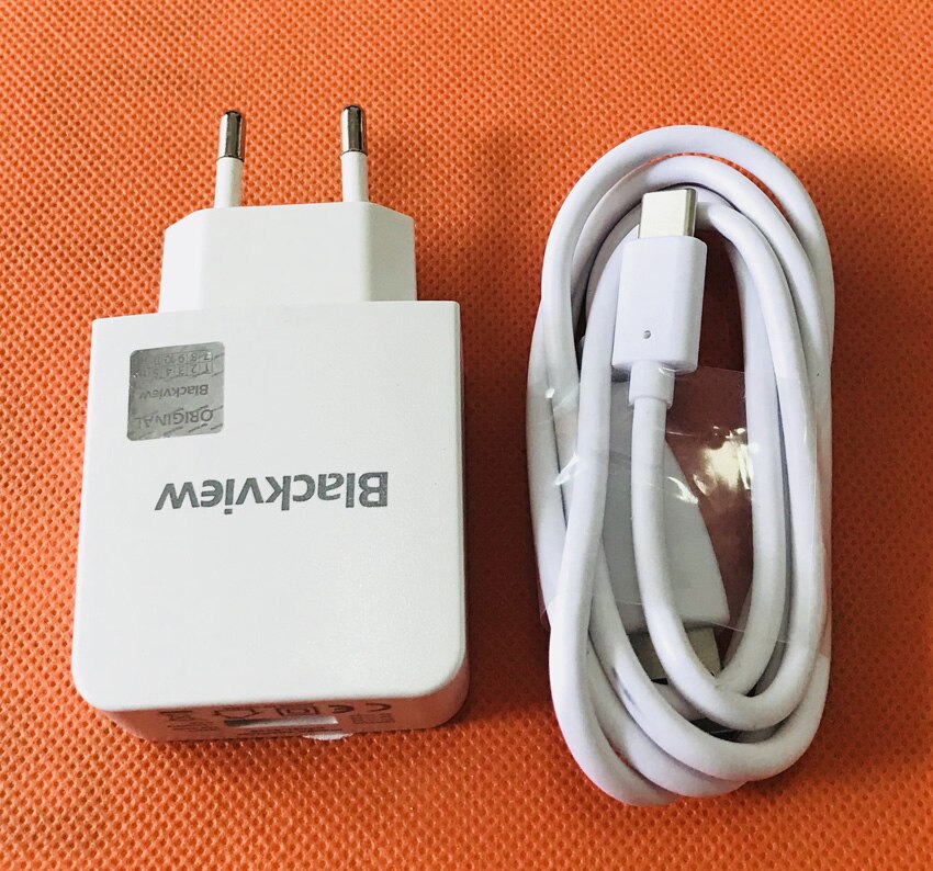 Originele Reislader Eu Plug Adapter + Type C Usb Kabel Voor Blackview BV8000 Pro 5.0 "Fhd MTK6757 Octa core