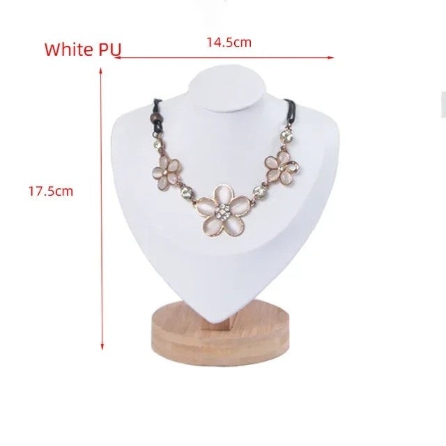 Bamboe Ketting Display Stand Hanger Display Sieraden Houder Sieraden Mannequin Buste Ketting Etalage Sieraden Display: White PU S