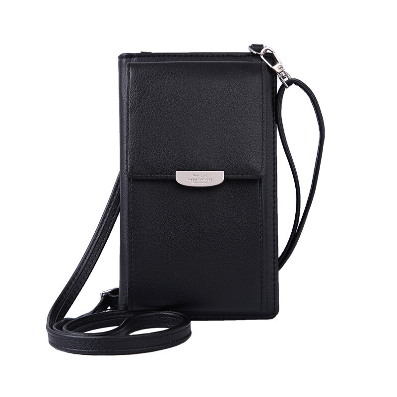 Multifunzionale in pelle Crossbody Sacchetto di Spalla Del Telefono mini Raccoglitore Delle Donne messaggero Femminile Frizione 2-in-1 Supporto di Carta Della Caramella colore: nero