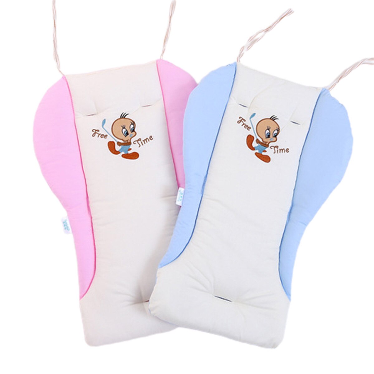 Cochecitos de dibujos animados para bebé, almohadilla, carrito bordado transpirable, algodón, cómoda, cojín Reversible para silla