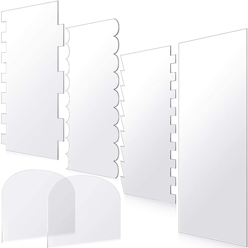 6Pc/Set Transparent Acrylic Cake Butter Cream Frosting Scraper Cake Scraper Set Baking Spatula Pastry Fondant Tool Accessories: Default Title
