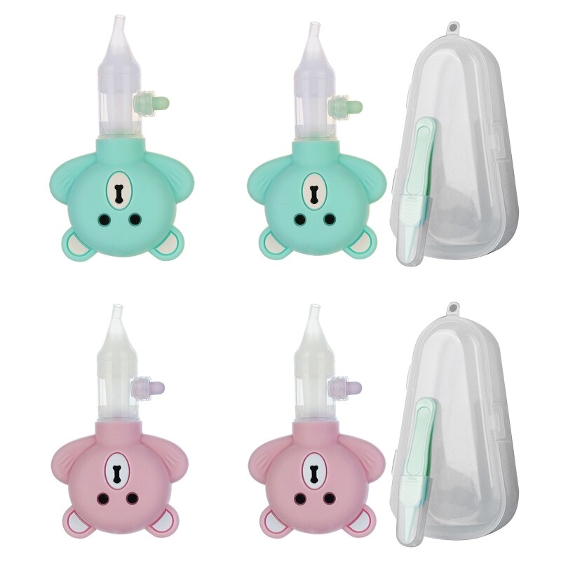 Kids Vacuum Suction Sniffling Equipment Cartoon Bear Silicone Baby Safety Nose Cleaner Newborn Nasal Aspirator