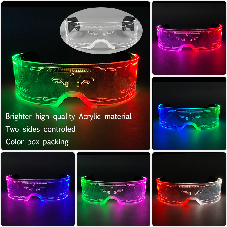 Gafas luminosas LED para de cumpleaños, lentes de neón con luz brillante de colores, accesorios intermitentes para Mascarada y concierto, Rave: Verde claro