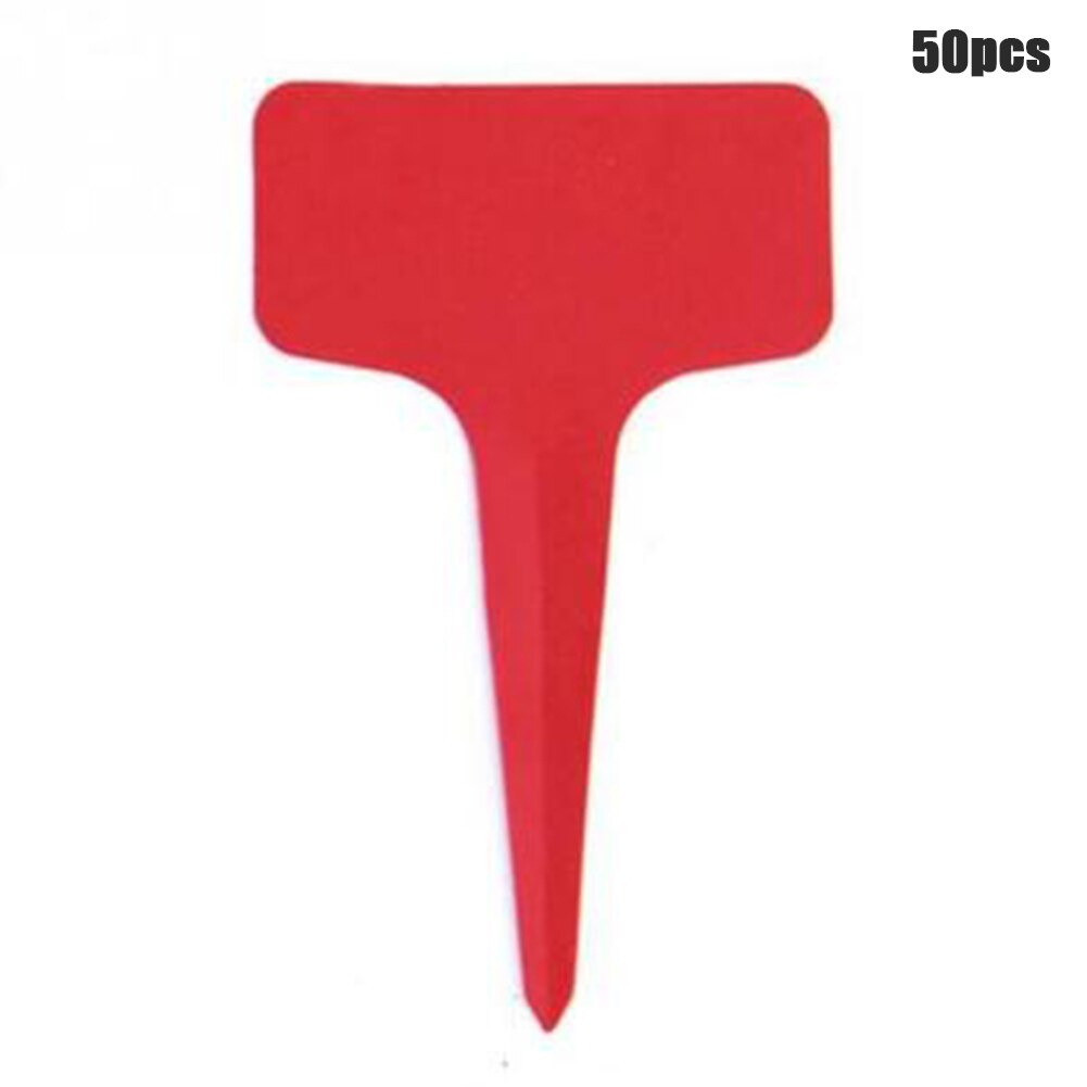 50pcs Nursery Garden Gray Plastic Plant T-type Markers Plant Tags Nursery Garden Labels Address Signs TB: 50pc red