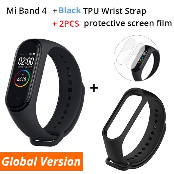 Originale Xiao mi mi fascia 4 Globale versione Di Smart braccialetto 3 Di colore schermo AMOLED mi FASCIA 4 Fitness Traker Bluetooth smartband: GL n Black Strap