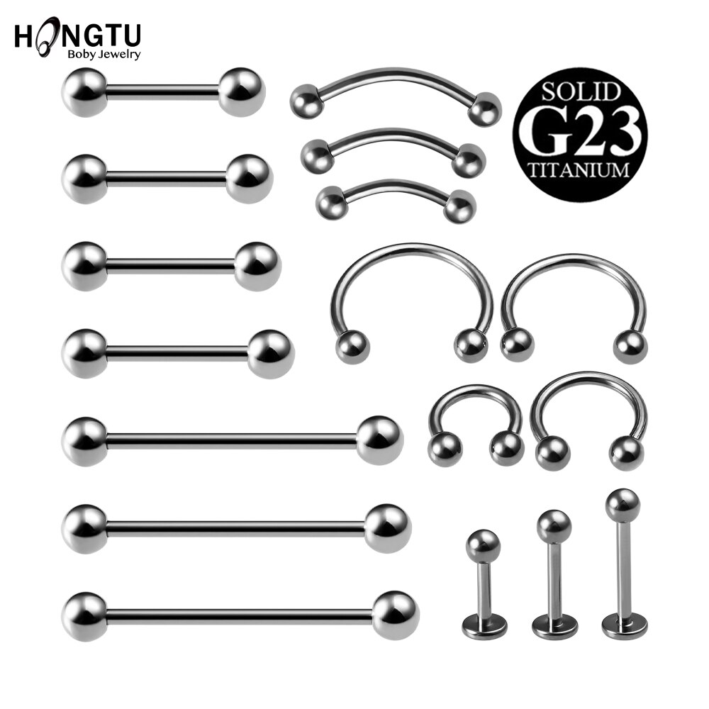 HONGTU 1PC G23 Titan Körper durchbohren Schmuck Punk Hufeisen Septum durchbohren Nase Lippe Ring Ohr Smiley Bar BCR Rund Hantel