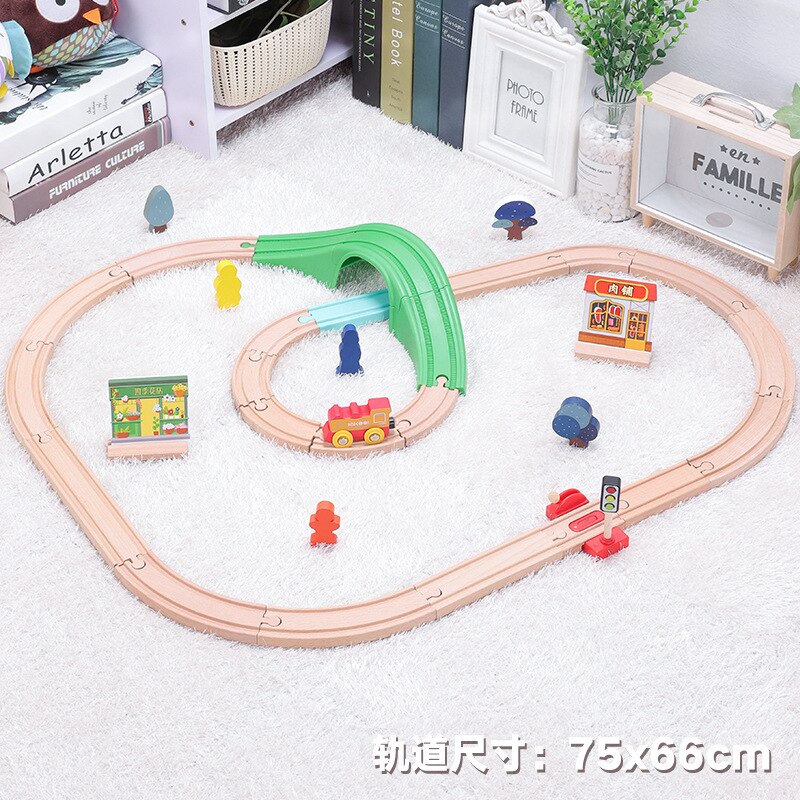 DIY Wooden Track Train with Scene Vocal Track Building Blocks Car Train Railway Track Set Educational Toys Children&#39;s: 12