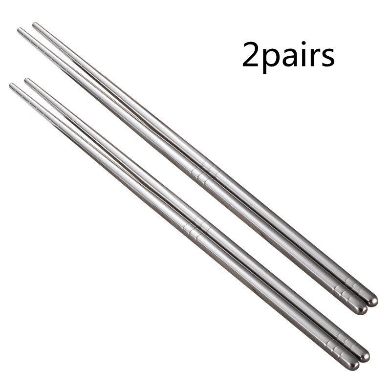 Stainless Steel Square Chopsticks Chinese Stylish Healthy Light Weight Chinese Chopsticks Metal Non-slip Kitchen Gadgets: 2pairs