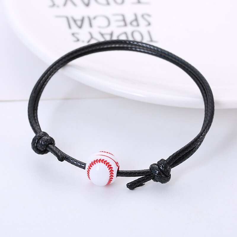 Einfache Hand Geflochtene Schwarz Seil Sport Armbinde Nette Baseball/Golf Ball Braclet Für Männer Jungen Armbinde Schmuck Zubehör