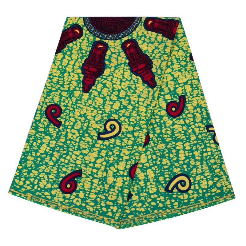 Afrikaanse Stof Puur Katoen Groen En Rood 6 Print Stof Voor Feestjurk pagnes Africain Wax