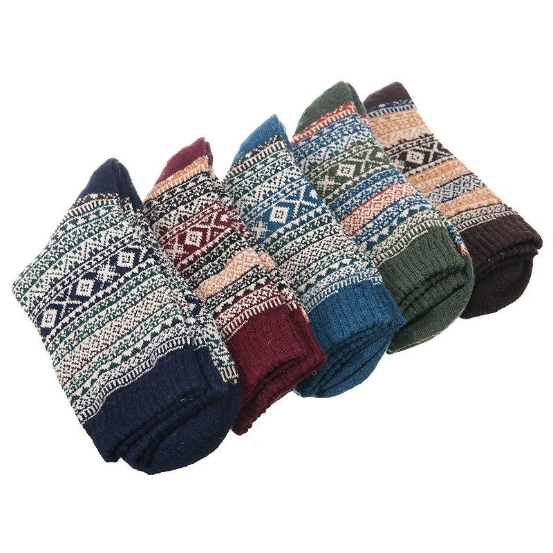 5Pairs Mens Socks Winter Warm Soft Wool Thick Nordic Adult Sock Sleeping Socks One Size 5 Colors