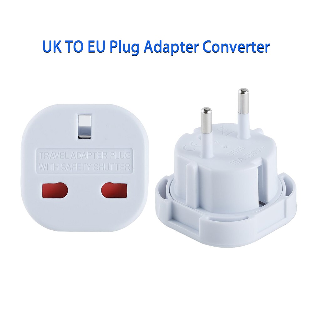Rdxone UK to EU plug adapter Plug Converter 2 Pin Wall Plug Socket for UK to EU Travel Charger Adapter