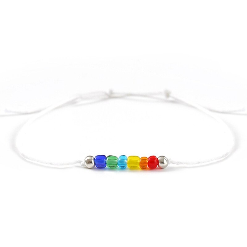 2 pièces/ensemble mixte arc-en-ciel verre perles corde Bracelet chaîne amitié perlée carte Gay lesbien souhait Couple fierté chanceux bijoux