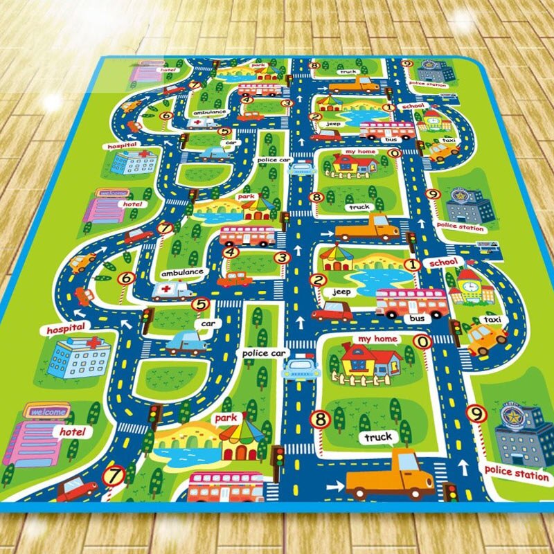Esteras de arrastre para bebés, estera de juego de patrón de ciudad a prueba de humedad respetuosa con el medio ambiente para niños pequeños, YH-17