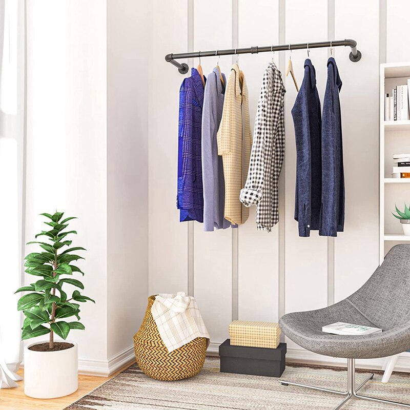 Wall Mounted Clothes Rail, Detachable Clothes Rack Industrial Pipe Clothes Rack Wall Hanger For Clothes Storage