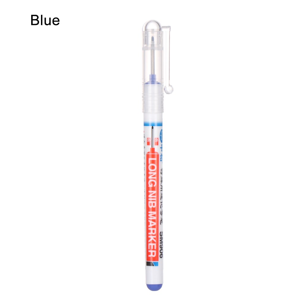 20mm Deep Hole Long Head Markers Multifunction Waterproof Quick-drying Marker for Paper Metal Glass Cotton Leather Woodworking: Blue