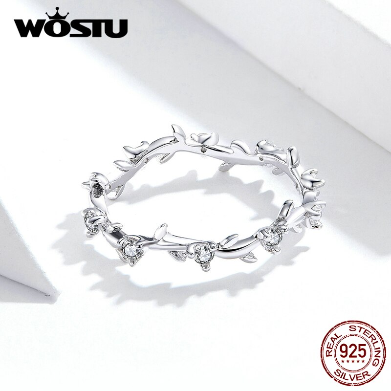 WOSTU véritable 925 en argent Sterling branche avec des anneaux de Zircon propre pour les femmes bijoux offre spéciale nouveauté CQR625