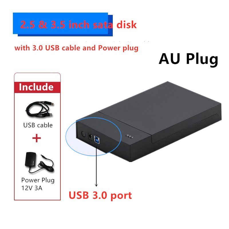 Blueendless 3.5' Hdd Case External Enclosure Plastic 12V 2A Sata to USB 3.0 Hdd Docking Station AC Plug HDD Caddy Box HD Externo: MR35T-AU