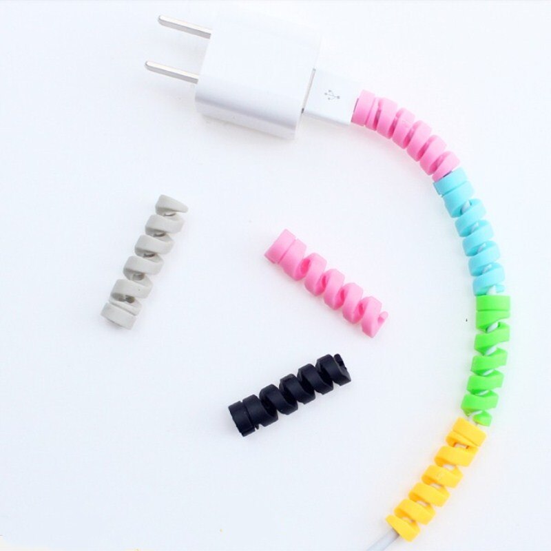 Protecteur de câble en spirale pour iphone, 5 pièces, étui de protection pour câble de chargeur Usb, ligne de données, enrouleur de bobine en Silicone