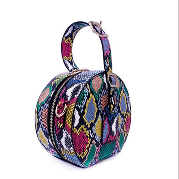 été sac de femmes serpent motif rond sac Portable décontracté plate-forme petit sac Match: Default Title