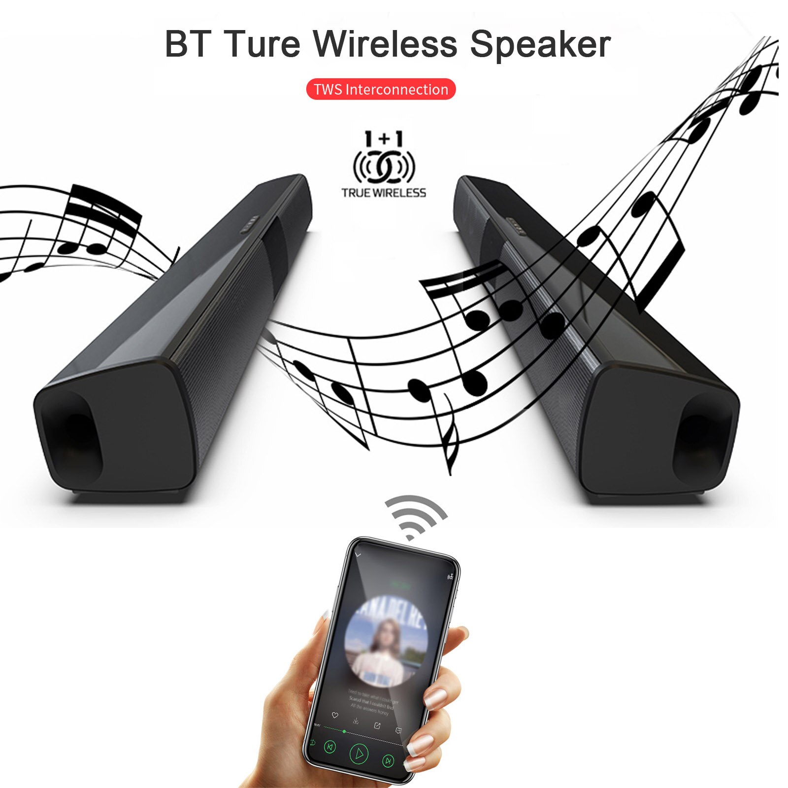 docooler BS-28A BS-28B Wireless Bluetooth Speakers 20W Soundbar Home Theater Sound Bar AUX RCA Input TF Card Music Playback FM