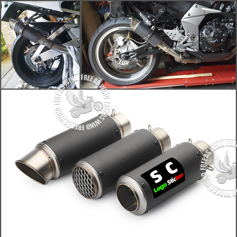 51mm 60mm 63mm Carbon Fiber sc Motorcycle Exhaust Muffler Escape for Motorcycle GP-project Universal Exhaust Modified Accessorie