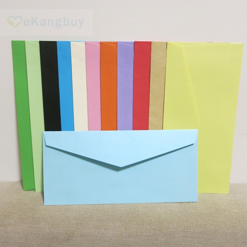 50 pcs 22x11 cm (8.6 "x 4.3") couleur papier enveloppe mariage Invitation enveloppes carte organisateur