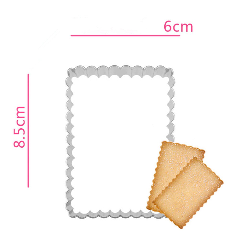Shortbread Cookie Cutter Stainless Steel Fluted Rectangle Cookie and Biscuit Cutters Cake Mold Baking Decoration Pastry Kitchen