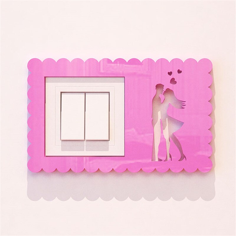Light Switch Stickers Acrylic Switch Poster Modern Style Living Room Switch Decorative Wall Stickers DIY Art Wallpaper: Hug Pink