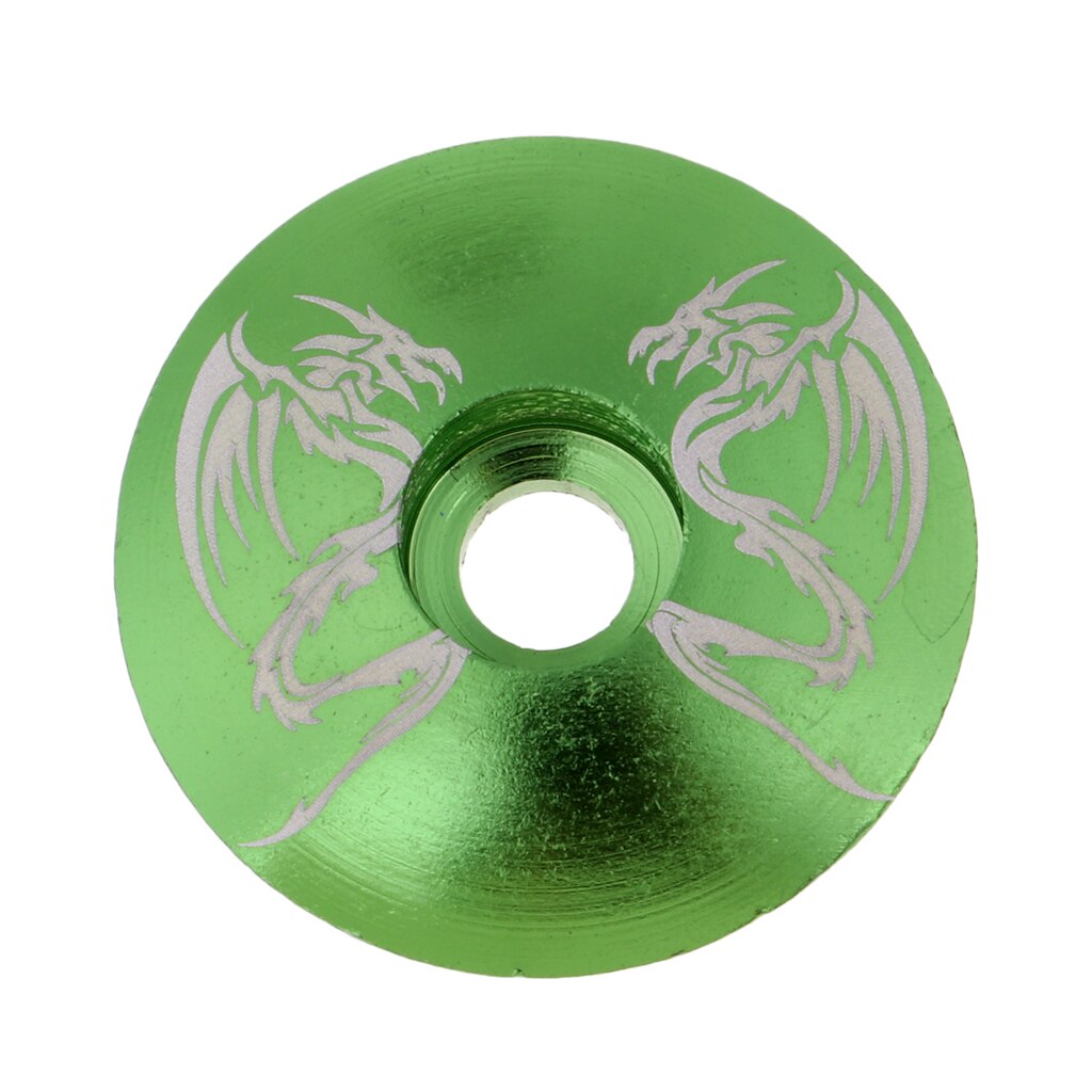 Premium aluminiumslegering mtb landevejscykel frempind headset top cap cover dele tilbehør - forskellige farver: Grøn drage