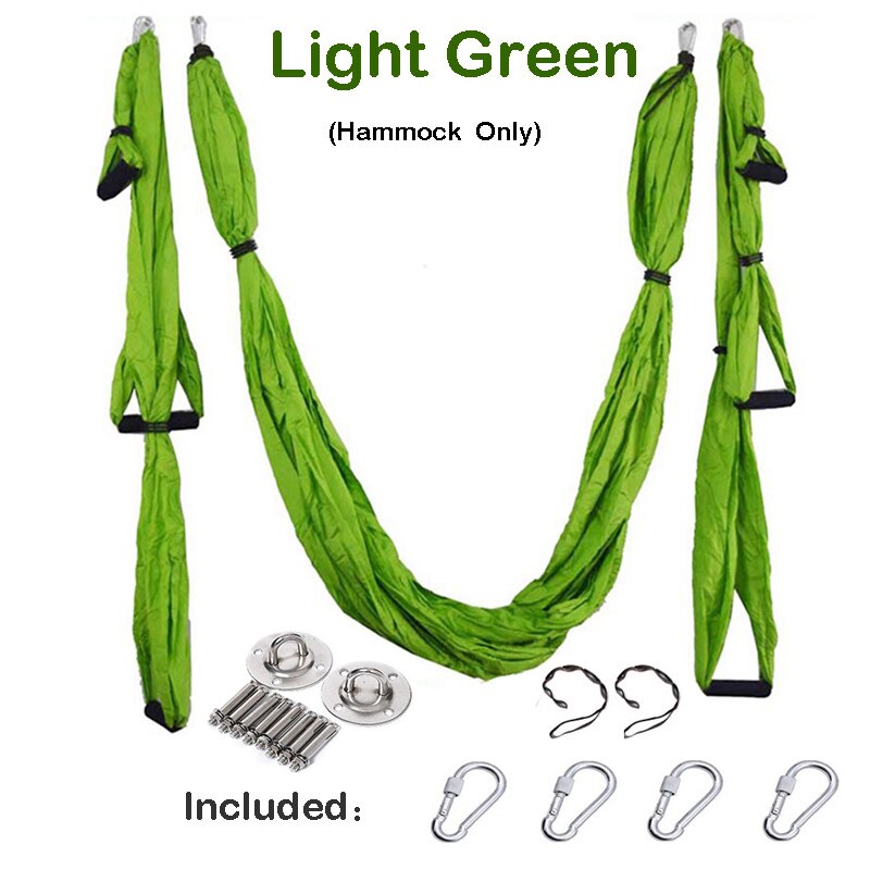 Anti-Gravity Yoga Hangmat Gym Sterkte Inversie Antenne Tractie Swing Yoga Riem Set: Light Green