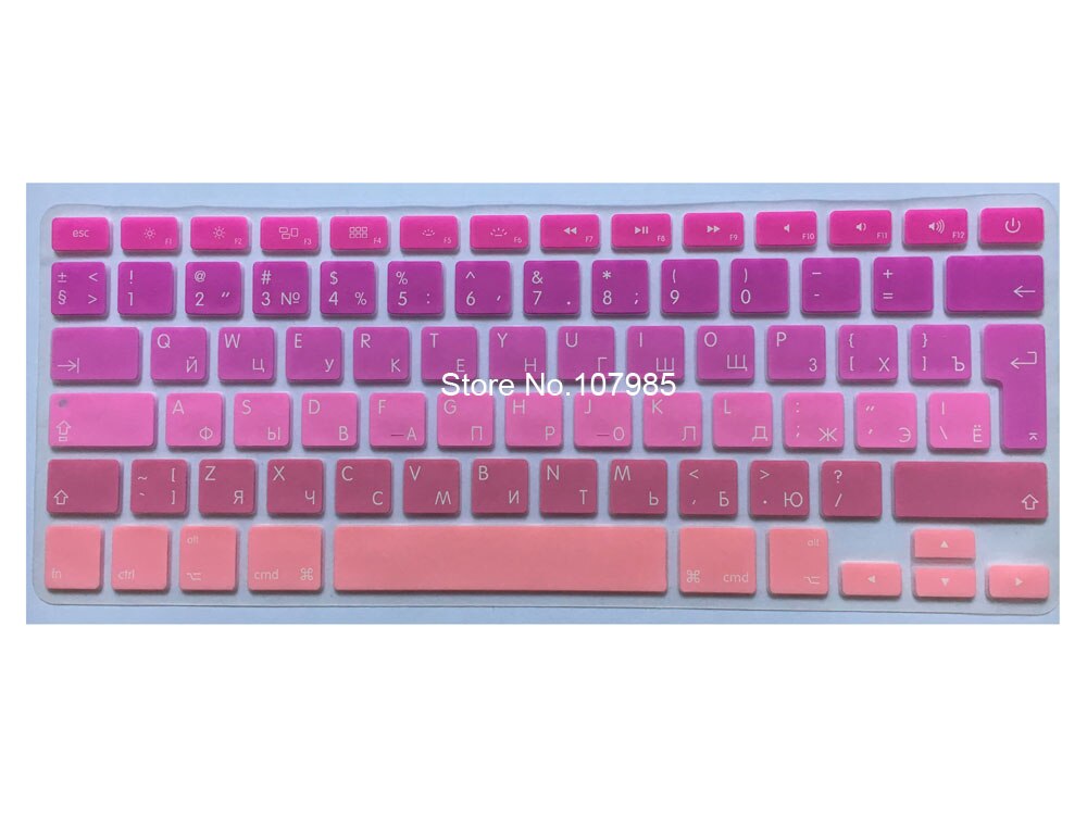 Cubierta de silicona para teclado, color negro, degradado ruso UE/RU, Protector de pegatinas para MacBook A1278 A1425 A1369 A1466 A1398 A1286: Pink