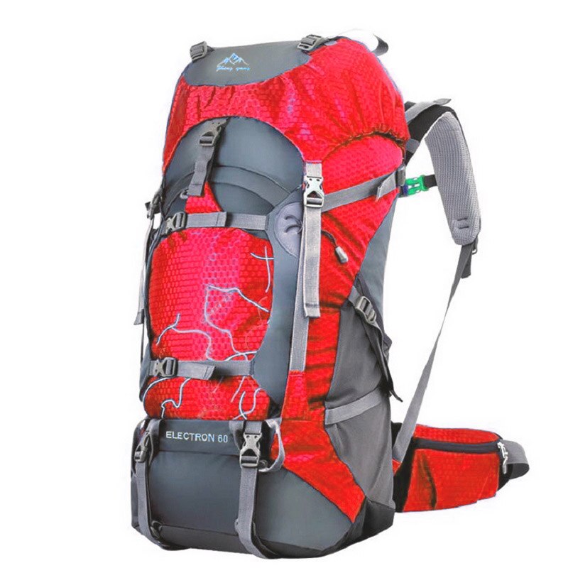 Fengtu 60l vandrerygsæk dagtaske til mænd og kvinder vandtæt camping rejserygsæk udendørs klatring sportspose: Rød