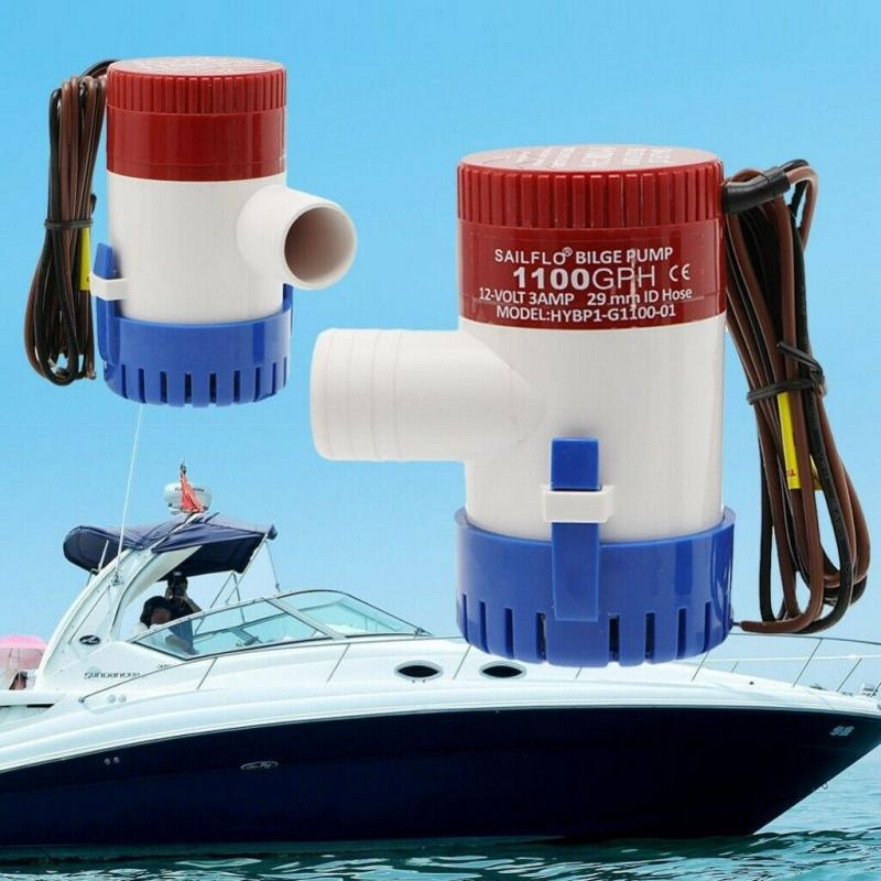 1Pcs Bilge Pump1100GPH DC 12V Electric Water Pump For Submersible Seaplane Motor Homes Houseboat Boats Auto Marine Pump